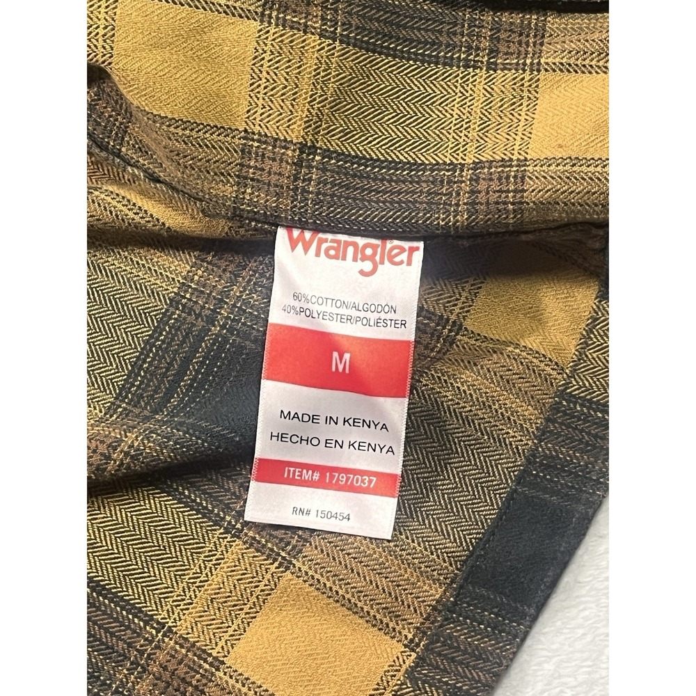 Wrangler Plaid Zip Jacket Mens M Corduroy Collar Workwear Shacket - Picture 4 of 9